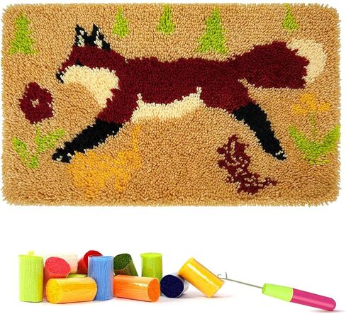 مجموعة خطافات مزلاج من clubevy DIY مجموعة غرز متقاطعة تطريز للبالغين المبتدئين، سجادة مكتب أرضية مستطيلة لتزيين المنزل، الكلاب in Kuwait