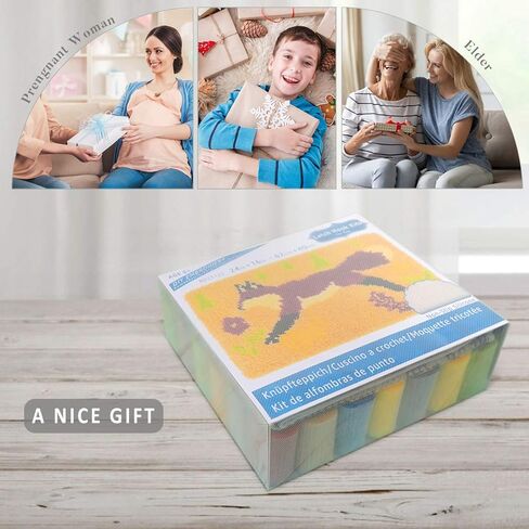 مجموعة خطافات مزلاج من clubevy DIY مجموعة غرز متقاطعة تطريز للبالغين المبتدئين، سجادة مكتب أرضية مستطيلة لتزيين المنزل، الكلاب in Kuwait