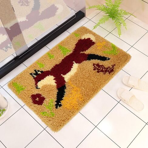 مجموعة خطافات مزلاج من clubevy DIY مجموعة غرز متقاطعة تطريز للبالغين المبتدئين، سجادة مكتب أرضية مستطيلة لتزيين المنزل، الكلاب in Kuwait