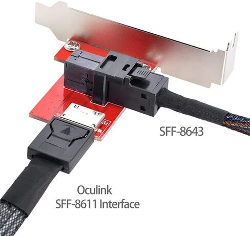 PCI-Express 4.0 Mini SAS HD SFF-8643 إلى Oculink SFF-8611 SFF-8612 PCBA شاحن أنثي مع قوس in Saudi Arabia