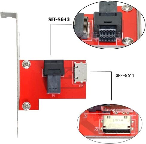 PCI-Express 4.0 Mini SAS HD SFF-8643 إلى Oculink SFF-8611 SFF-8612 PCBA شاحن أنثي مع قوس in Saudi Arabia