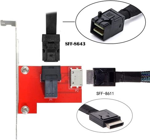 PCI-Express 4.0 Mini SAS HD SFF-8643 إلى Oculink SFF-8611 SFF-8612 PCBA شاحن أنثي مع قوس in Saudi Arabia