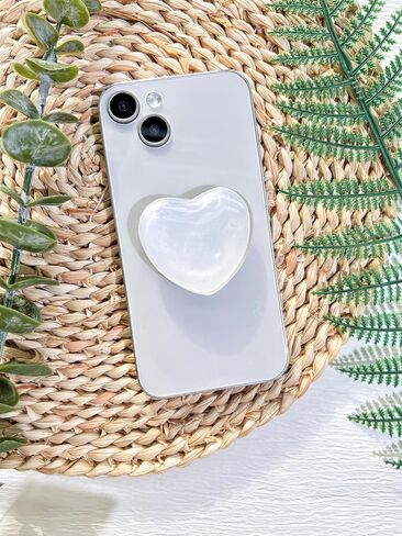 VJQ Simple Heart 3D Phone Grip Stand, Cute Solid Color Cell Phone Holder,Collapsible Phone Charms Accessory,Expanding Kickstand Phone Grip with Interchangeable Base,Grip Handle for Kindle in Saudi Arabia