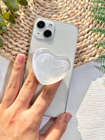 VJQ Simple Heart 3D Phone Grip Stand, Cute Solid Color Cell Phone Holder,Collapsible Phone Charms Accessory,Expanding Kickstand Phone Grip with Interchangeable Base,Grip Handle for Kindle in Saudi Arabia