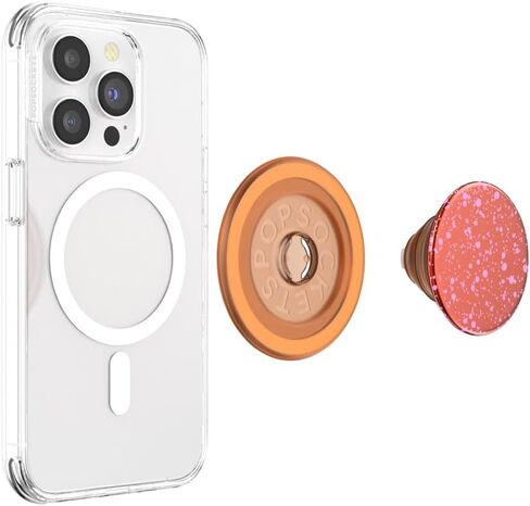 PopSockets Phone Grip with Expanding Kickstand, Compatible with MagSafe, Adapter Ring for MagSafe Included, Wireless Charging Compatible - Circus Regrind Coco Crème in Saudi Arabia