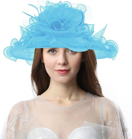 Women Fancy Derby Church Tea Party Dress Hat Fascinator with Peacock Feathers in Saudi Arabia