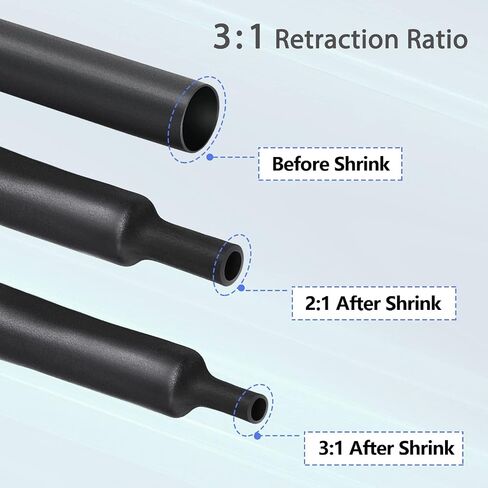 [355PCS] 3:1 Heat Shrink Tubing Kit, Wire Shrink Wrap Tubing, Shrink Tubes Electrical, Industrial Heat-Shrink Tubing, Marine Grade Adhesive, Automotive Wire wrap for DIY, (8 Sizes, Black) USOONESP in Saudi Arabia