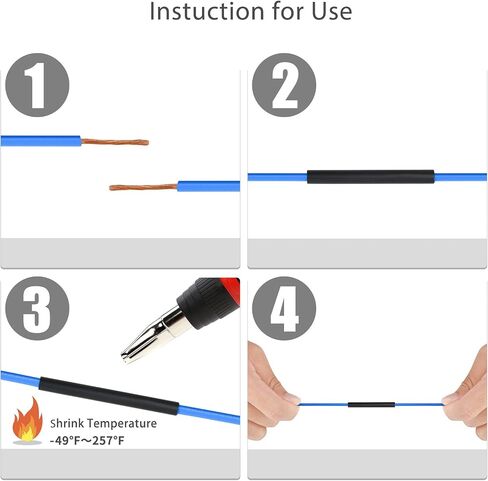 [355PCS] 3:1 Heat Shrink Tubing Kit, Wire Shrink Wrap Tubing, Shrink Tubes Electrical, Industrial Heat-Shrink Tubing, Marine Grade Adhesive, Automotive Wire wrap for DIY, (8 Sizes, Black) USOONESP in Saudi Arabia