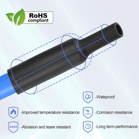 [355PCS] 3:1 Heat Shrink Tubing Kit, Wire Shrink Wrap Tubing, Shrink Tubes Electrical, Industrial Heat-Shrink Tubing, Marine Grade Adhesive, Automotive Wire wrap for DIY, (8 Sizes, Black) USOONESP in Saudi Arabia