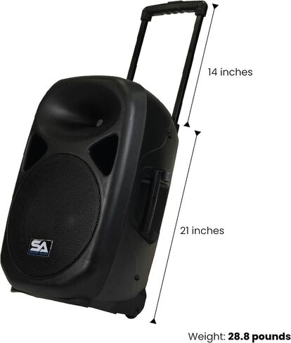 Seismic Audio - RSG-12 - Powered 12" PA Speaker Rechargeable with 2 Wireless Mics, Remote, Bluetooth, Easy Transport - Tailgate Karaoke Speaker in Saudi Arabia