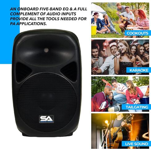Seismic Audio - RSG-12 - Powered 12" PA Speaker Rechargeable with 2 Wireless Mics, Remote, Bluetooth, Easy Transport - Tailgate Karaoke Speaker in Saudi Arabia