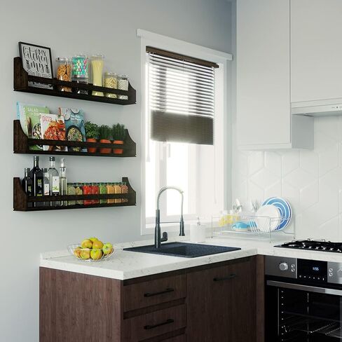 أرفف عائمة من Brightmaison Angel مقاس 76.2 سم لديكور الحائط، رف كتب للأطفال للجدار، رف تخزين الألعاب وأرفف كتب الحضانة، أرفف جدارية خشبية لديكور المنزل، مجموعة من 3 قطع باللون البني in Kuwait