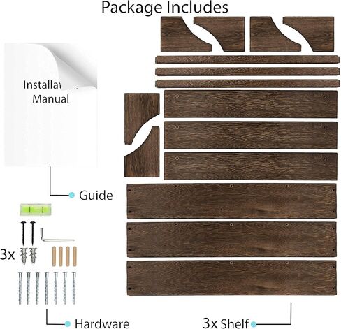 أرفف عائمة من Brightmaison Angel مقاس 76.2 سم لديكور الحائط، رف كتب للأطفال للجدار، رف تخزين الألعاب وأرفف كتب الحضانة، أرفف جدارية خشبية لديكور المنزل، مجموعة من 3 قطع باللون البني in Kuwait