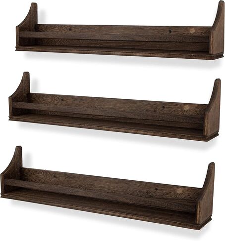 أرفف عائمة من Brightmaison Angel مقاس 76.2 سم لديكور الحائط، رف كتب للأطفال للجدار، رف تخزين الألعاب وأرفف كتب الحضانة، أرفف جدارية خشبية لديكور المنزل، مجموعة من 3 قطع باللون البني in Kuwait