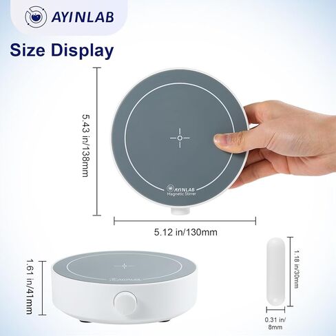محرك مغناطيسي من آين لاب، لوحة تحريك سريعة، خلاط مغناطيسي لمختبر التحكم في السرعة مع شريط تحريك مغناطيسي لصنع الخميرة، خلط السوائل، أقصى قدر من التحريك، أقصى حجم 3000 مل للمنزل والمختبر والعلوم والكيمياء in Kuwait
