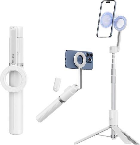 ULANZI MG-003 حامل ثلاثي القوائم للهاتف المغناطيسي 53.7 بوصة - حامل ثلاثي القوائم مرن للهاتف الخلوي مع جهاز تحكم عن بعد بمغناطيس 52N حامل فيديو Vlog محمول متوافق مع سلسلة iPhone Magsafe 15 14 13 12 in Kuwait