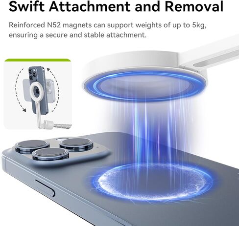 ULANZI MG-003 حامل ثلاثي القوائم للهاتف المغناطيسي 53.7 بوصة - حامل ثلاثي القوائم مرن للهاتف الخلوي مع جهاز تحكم عن بعد بمغناطيس 52N حامل فيديو Vlog محمول متوافق مع سلسلة iPhone Magsafe 15 14 13 12 in Kuwait