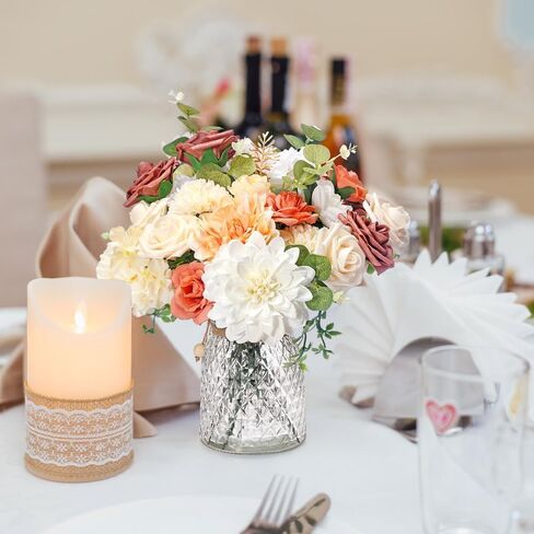 Sunook Artificial Flowers 41pcs Rose Silk Flower Realistic Roses Bouquet Box Set Real Looking Foam Fake Roses Wedding Bouquets White Home Decor Bridal Decoration Party Arrangements in Saudi Arabia