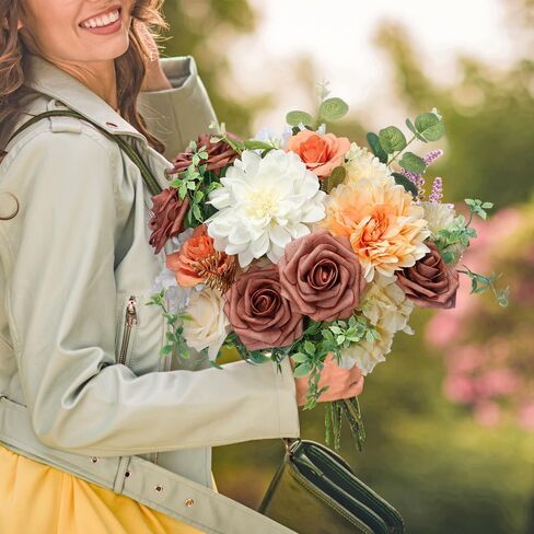 Sunook Artificial Flowers 41pcs Rose Silk Flower Realistic Roses Bouquet Box Set Real Looking Foam Fake Roses Wedding Bouquets White Home Decor Bridal Decoration Party Arrangements in Saudi Arabia