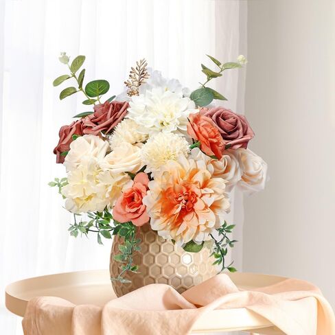 Sunook Artificial Flowers 41pcs Rose Silk Flower Realistic Roses Bouquet Box Set Real Looking Foam Fake Roses Wedding Bouquets White Home Decor Bridal Decoration Party Arrangements in Saudi Arabia