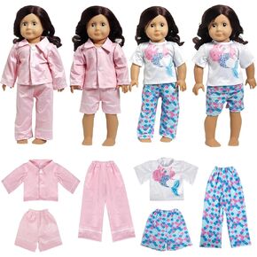 6pcs Doll Clothes Gift for 18 inch Doll Clothes and Accessories, Including 2 Complete Sets of Pajamas in Kuwait