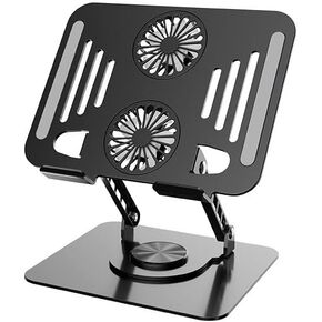 360° Rotatable Carbon Steel Laptop Stand – Adjustable Height, Tablet Lift, Cooling & Folding Desktop Holder | Soporte Giratorio de Acero para Laptop, Ajustable, Elevador, Plegable y Ventilado in Kuwait