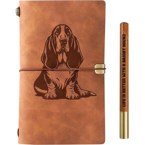 مجموعة أقلام مجلة InnoBeta Basset Hound Gifts Journal، مقاس 7.8 بوصة × 5 بوصة من الجلد الصناعي المنقوش القابل لإعادة الملء لأعياد الميلاد والكريسماس in Saudi Arabia