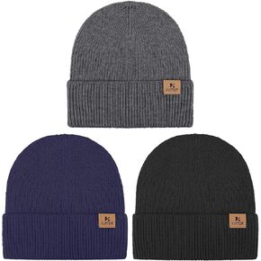 KUTTOR 4 حزمة قبعات شتوية صغيرة سميكة متماسكة الجمجمة قبعة صغيرة الكبار الشتاء القبعات الدافئة قبعة تزلج محبوكة مريحة للرجال والنساء in Kuwait