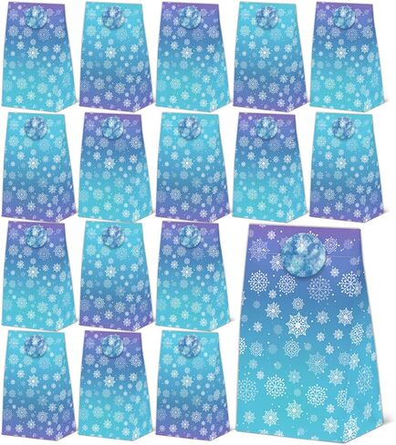24 Pcs Winter Snowflake Goodie Bags with Stickers,Winter Themed Decorations Birthday Favor Bags,Holiday Party Gift Bags for Christmas Winter Wonderland Party Supplies in Saudi Arabia