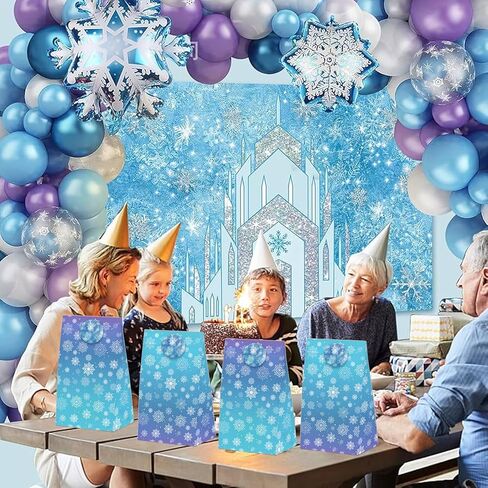 24 Pcs Winter Snowflake Goodie Bags with Stickers,Winter Themed Decorations Birthday Favor Bags,Holiday Party Gift Bags for Christmas Winter Wonderland Party Supplies in Saudi Arabia