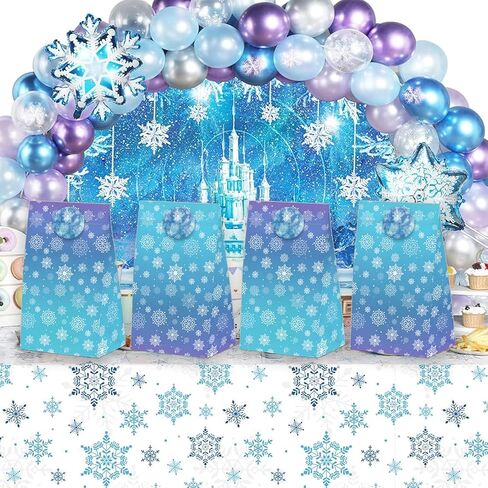 24 Pcs Winter Snowflake Goodie Bags with Stickers,Winter Themed Decorations Birthday Favor Bags,Holiday Party Gift Bags for Christmas Winter Wonderland Party Supplies in Saudi Arabia