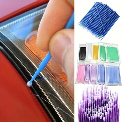 100PCS Mini Applicator Brushes 100 Pack Precision Micro Tips for Automotive Detailing, Micro Spray Gun Cleaning and Electronics Maintenance, Blue in Saudi Arabia