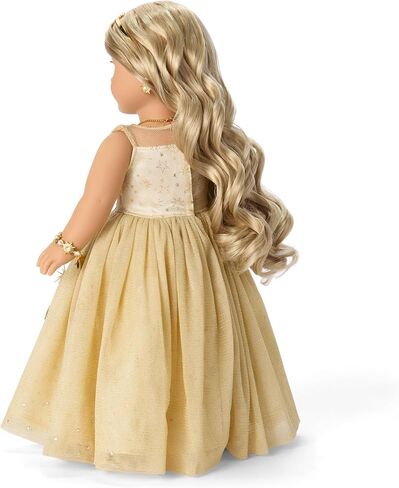 دمية American Girl 2025 Glimmering Gold Holiday Collector، ذات عيون زرقاء فاتحة، وشعر أشقر طويل مموج، للأعمار من 8 سنوات فما فوق in Saudi Arabia