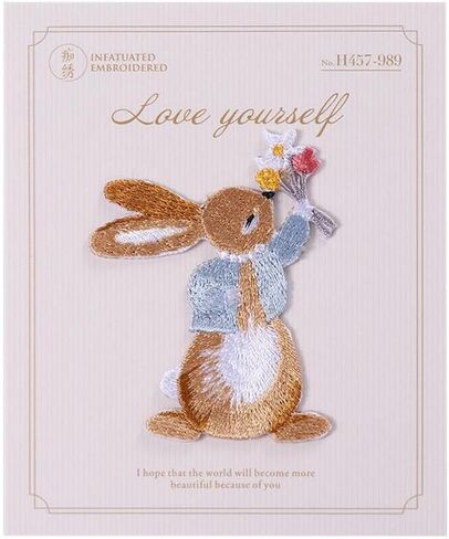 Cute Rabbit Embroidery Patches,Easter Bunny Patches,Iron On Patches for Backpack Jackets Clothes Bag in Saudi Arabia