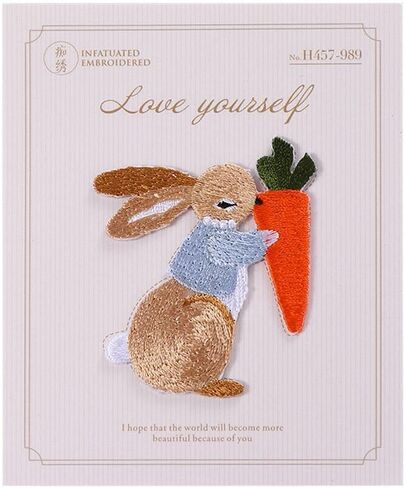 Cute Rabbit Embroidery Patches,Easter Bunny Patches,Iron On Patches for Backpack Jackets Clothes Bag in Saudi Arabia
