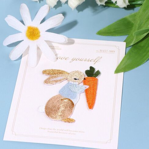 Cute Rabbit Embroidery Patches,Easter Bunny Patches,Iron On Patches for Backpack Jackets Clothes Bag in Saudi Arabia