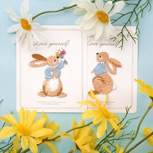 Cute Rabbit Embroidery Patches,Easter Bunny Patches,Iron On Patches for Backpack Jackets Clothes Bag in Saudi Arabia