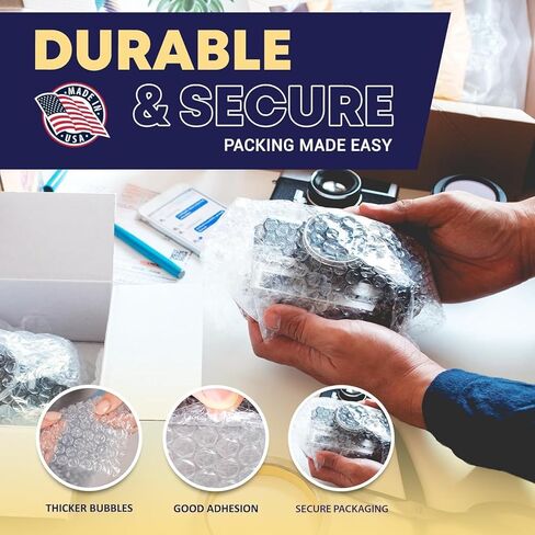 12x12 Pre-Cut Bubble Cushioning Wrap – 75-Count Packing Sheets for Shipping & Moving – Protective Wrap for Fragile Items – Eco-Friendly Shockproof Packaging – Made in USA in Saudi Arabia