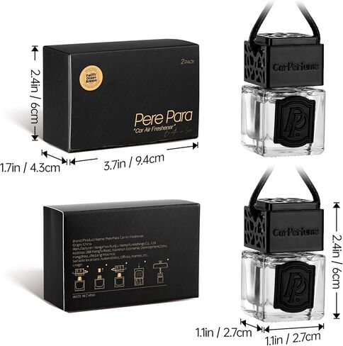 Luxury Perfume Scented Car Air Freshener for Summer - Hanging Essential Oil Diffuser with 90-Day Long-Lasting Fragrance, Non-Toxic & Eco, Premium Gift for Men/Women(Pacific Ocean Breeze, 2 x 8ml) in Kuwait