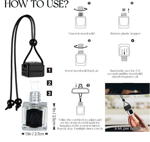 Luxury Perfume Scented Car Air Freshener for Summer - Hanging Essential Oil Diffuser with 90-Day Long-Lasting Fragrance, Non-Toxic & Eco, Premium Gift for Men/Women(Pacific Ocean Breeze, 2 x 8ml) in Kuwait