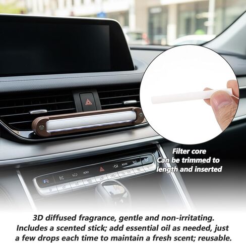 2Pcs Wood Car Air Freshener Perfume Vent Clip Car Perfume Diffuser with 8 Essential Oil Sticks Interior Car Vent Diffuser Clips For Cars Office Kitchen Bathroom Accessories in Saudi Arabia