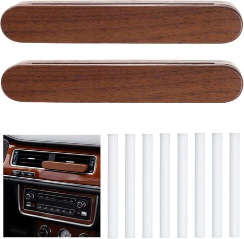 2Pcs Wood Car Air Freshener Perfume Vent Clip Car Perfume Diffuser with 8 Essential Oil Sticks Interior Car Vent Diffuser Clips For Cars Office Kitchen Bathroom Accessories in Saudi Arabia