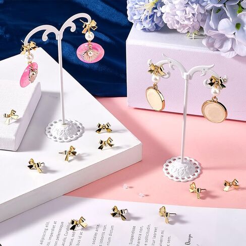 1 Box 50Pcs Bow Earring Post Bow Stud Earring Post Gold Brass Real 18k Gold Plated Earring Stud with Ear Nuts Bowknot Stud Earring Findings for Jewelry Making Earrings Supplies DIY Crafts in Kuwait