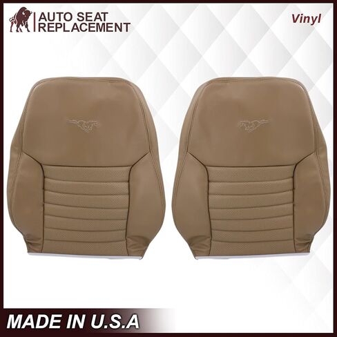 1999 2000 2001 2002 2003 2004 Compatible with Ford Mustang GT Convertible Replacement Synthetic Leather Seat Cover, Fits Both Driver and Passenger (Medium Parchment Tan, Front (2 Bottom & 2 Top)) in Saudi Arabia