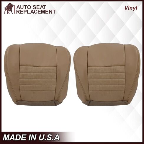 1999 2000 2001 2002 2003 2004 Compatible with Ford Mustang GT Convertible Replacement Synthetic Leather Seat Cover, Fits Both Driver and Passenger (Medium Parchment Tan, Front (2 Bottom & 2 Top)) in Saudi Arabia