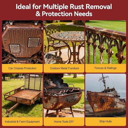 Rust Converter Remover Paint for Metal, 3-in-1 Long-lasting Rust Inhibitor&Primer, Quick-Dry Coating for Automotive, Trailer, Chassis and Tools, Water-Based & VOC-free Reformer for Metal- 35oz Black in Kuwait