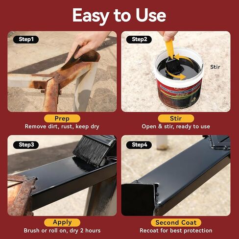 Rust Converter Remover Paint for Metal, 3-in-1 Long-lasting Rust Inhibitor&Primer, Quick-Dry Coating for Automotive, Trailer, Chassis and Tools, Water-Based & VOC-free Reformer for Metal- 35oz Black in Kuwait
