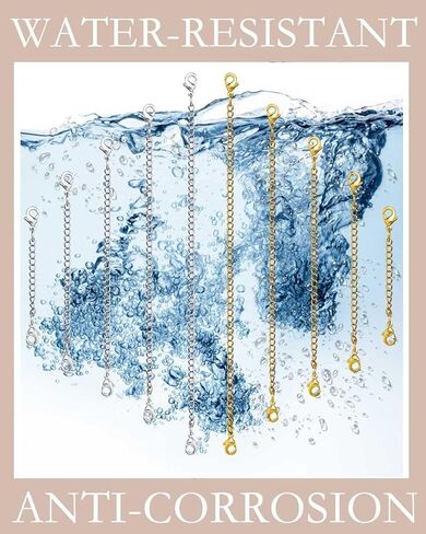 Necklace Extender 10Pcs Chain Extenders for Necklaces Bracelet, 14K Gold and Silver Plated Stainless Steel Extension Chain for Women Jewelry Making in Saudi Arabia