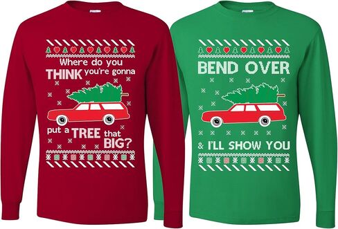 الملابس البرية المخصصة لماذا السجادة All Wet Todd IDK Margo Couples Ugly Christmas Long Sleeve in Kuwait