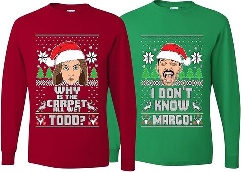 الملابس البرية المخصصة لماذا السجادة All Wet Todd IDK Margo Couples Ugly Christmas Long Sleeve in Kuwait
